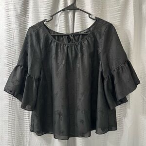 Madewell Butterfly-Jacquard Ruffle Top